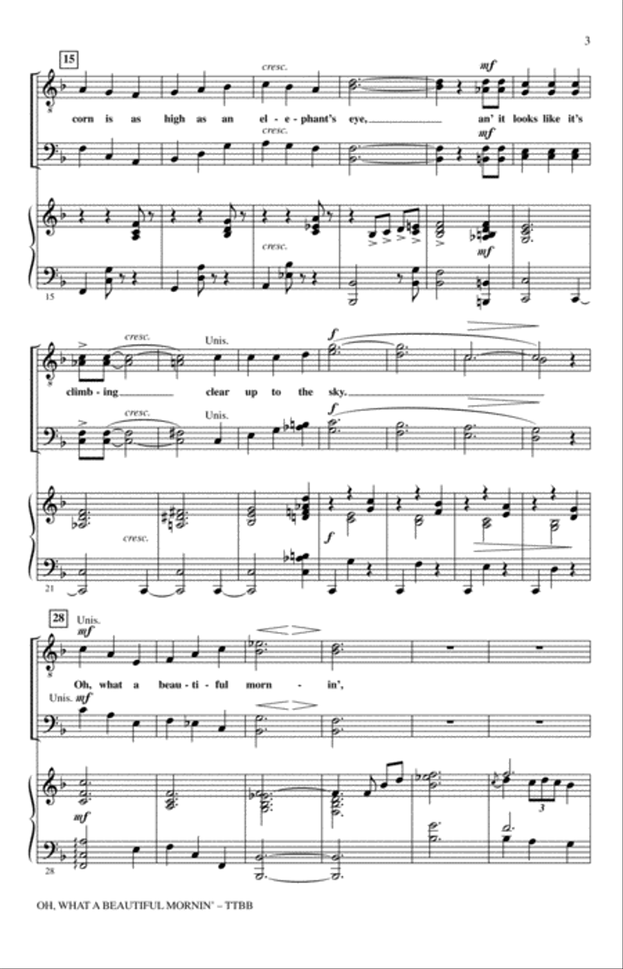 Oh, What A Beautiful Mornin' (from Oklahoma) (arr. Buryl Red & Joseph Joubert) TTBB scores gallery preview page 2
