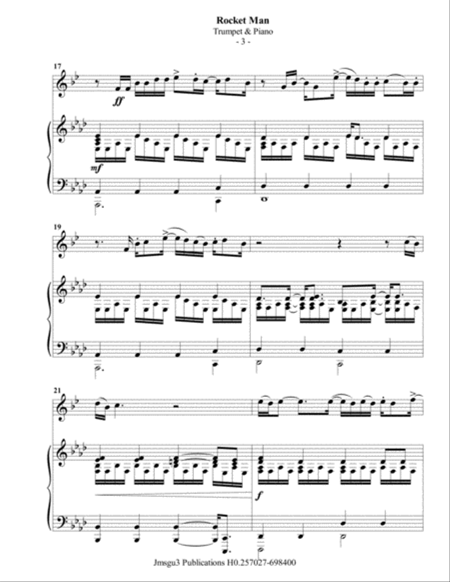 Rocket Man (I Think It's Gonna Be A Long Long Time) B-Flat Trumpet scores gallery preview page 4
