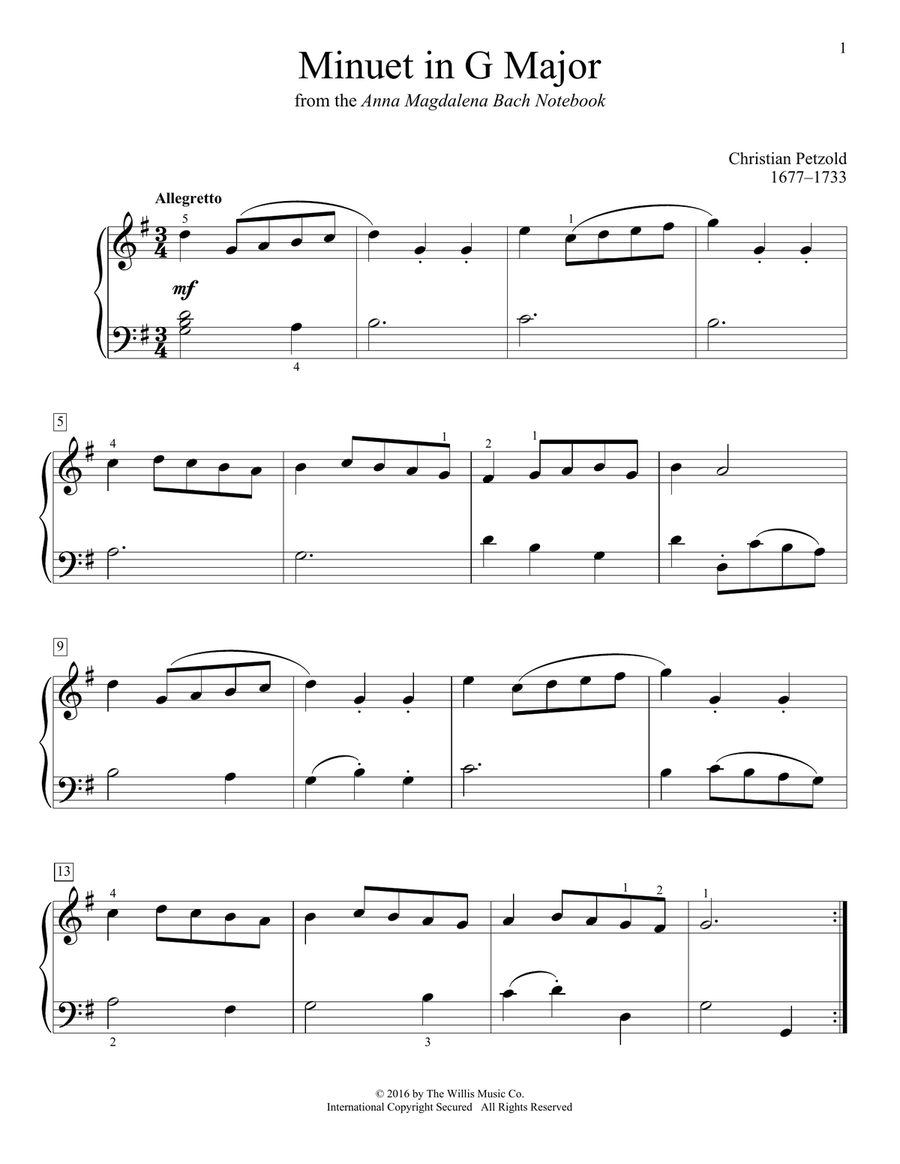 Minuet In G Major Minuet In G Major Piano Method scores gallery preview page 1