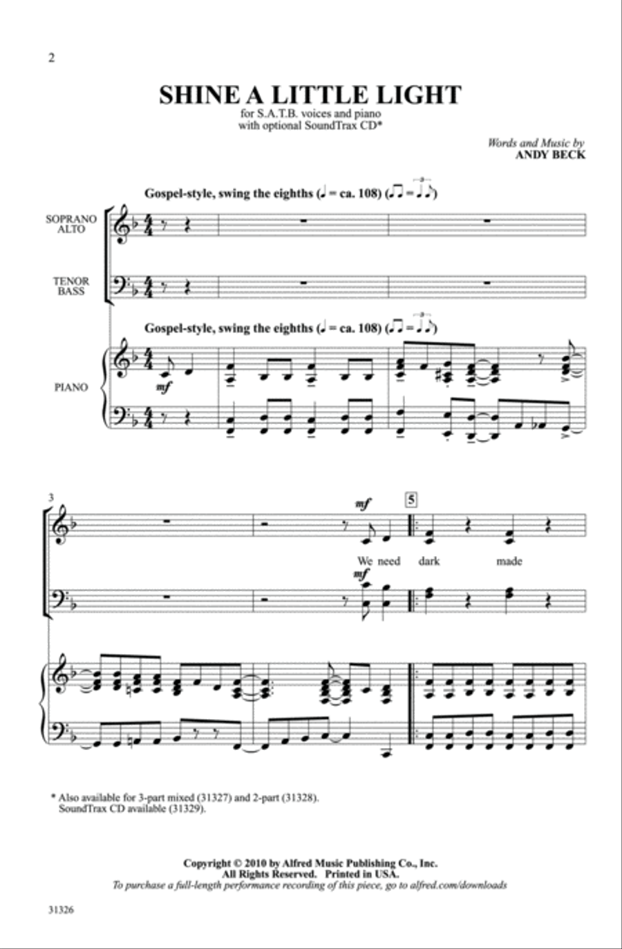 Shine a Little Light Shine a Little Light 4-Part scores gallery preview page 2