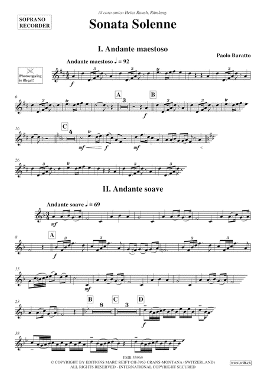 Sonata Solenne Soprano Recorder scores gallery preview page 3