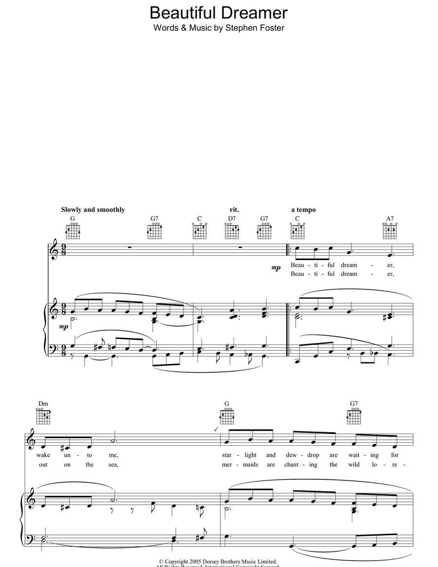 Beautiful Dreamer Acoustic Guitar scores gallery preview page 1