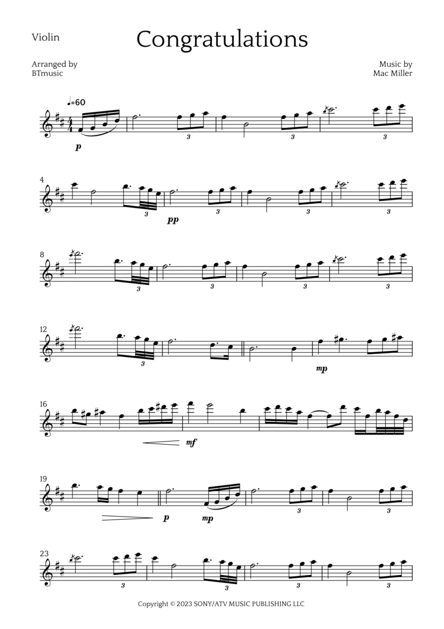 Congratulations Violin Solo scores gallery preview page 1