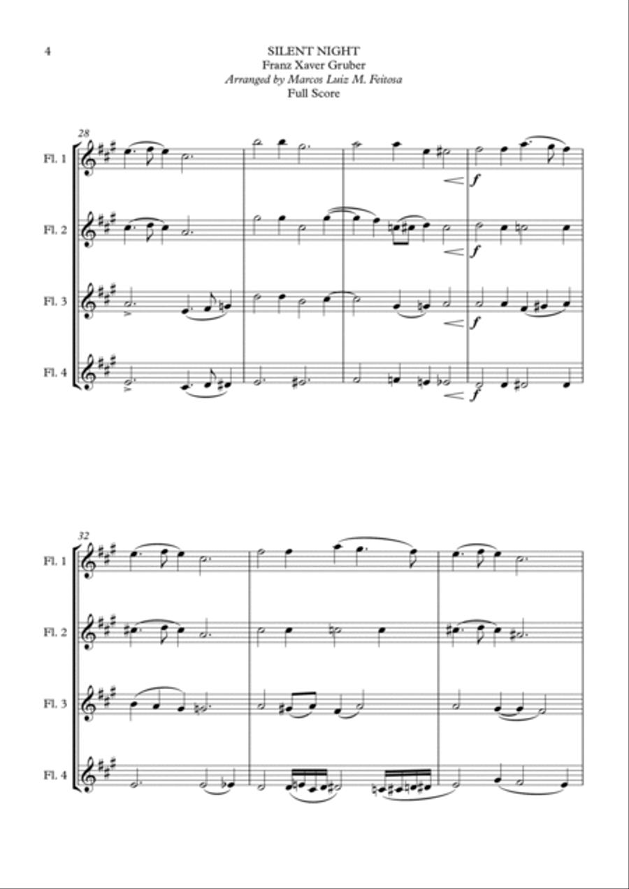 Silent Night - Flute Quartet Flute Quartet scores gallery preview page 6