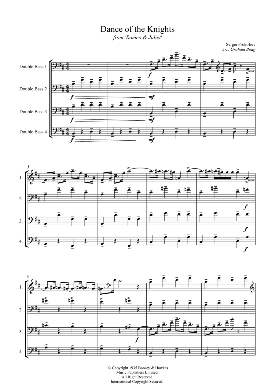 Dance Of The Knights Double Bass scores gallery preview page 3