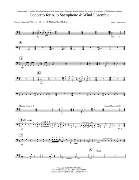 Concerto For Alto Saxophone And Wind Ensemble - Timpani