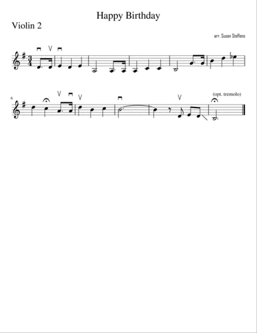 Happy Birthday for flexible string ensemble String Quartet scores gallery preview page 2