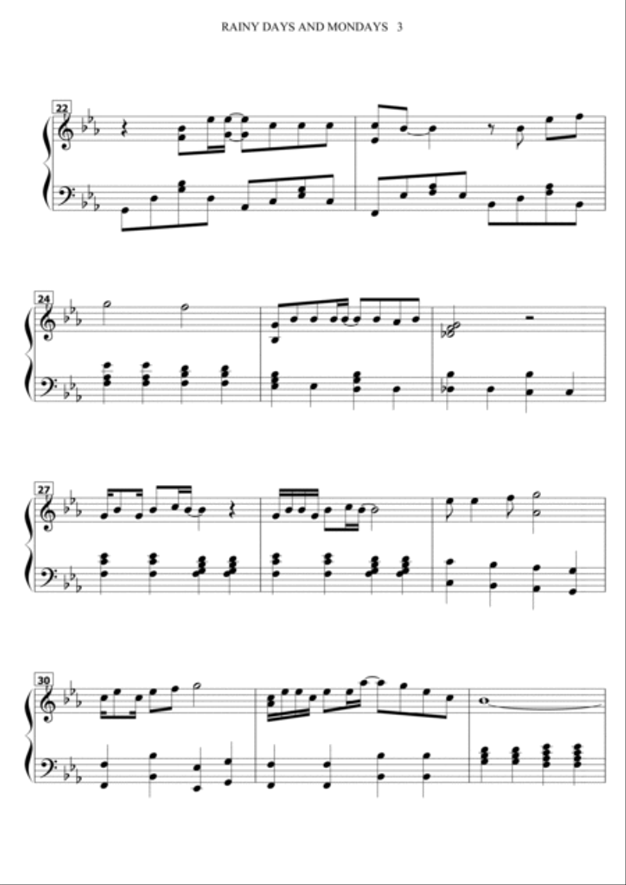 Rainy Days And Mondays Piano Solo scores gallery preview page 3
