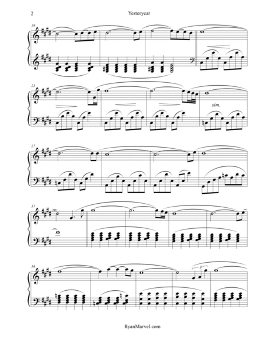 Yesteryear Piano Solo scores gallery preview page 2
