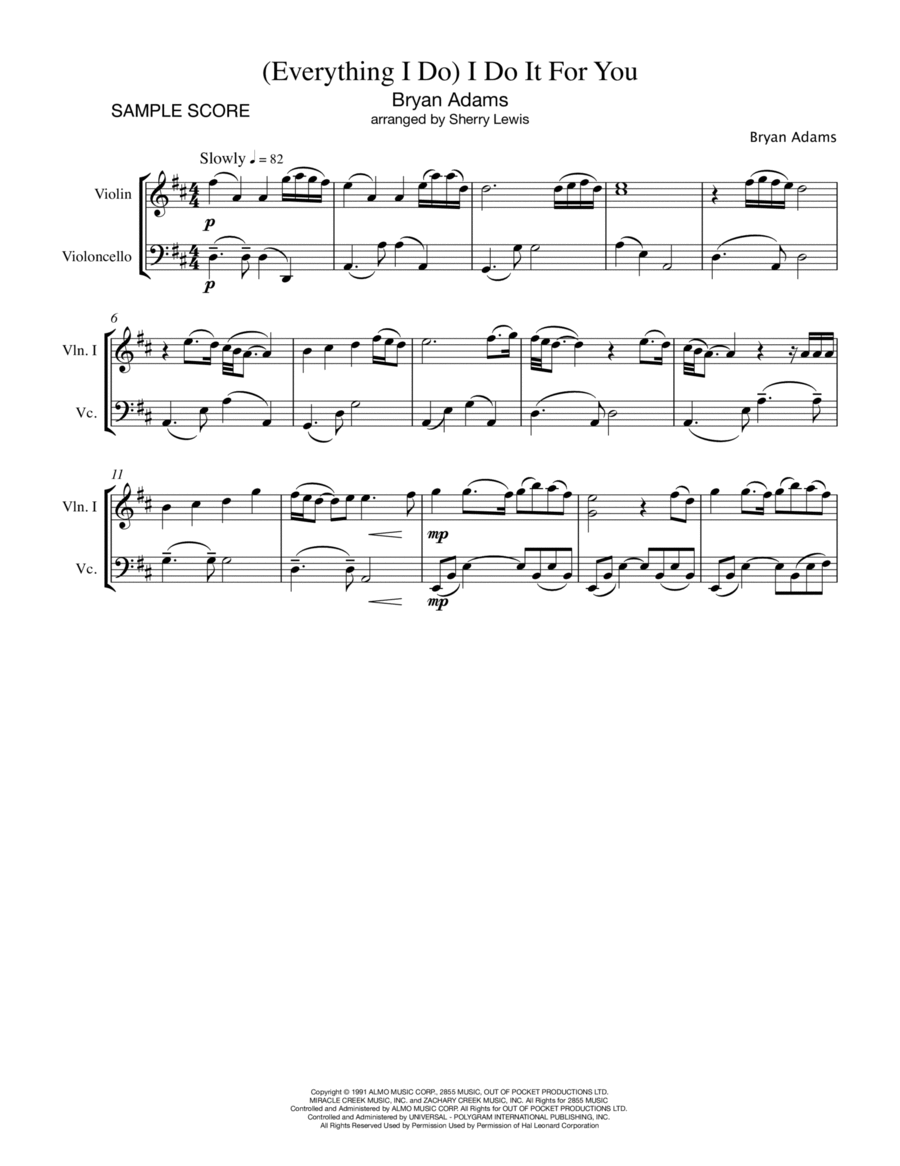 (Everything I Do) I Do It For You String Duet scores gallery preview page 1