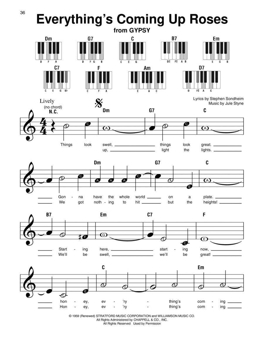 Everything's Coming Up Roses Easy Piano scores gallery preview page 1