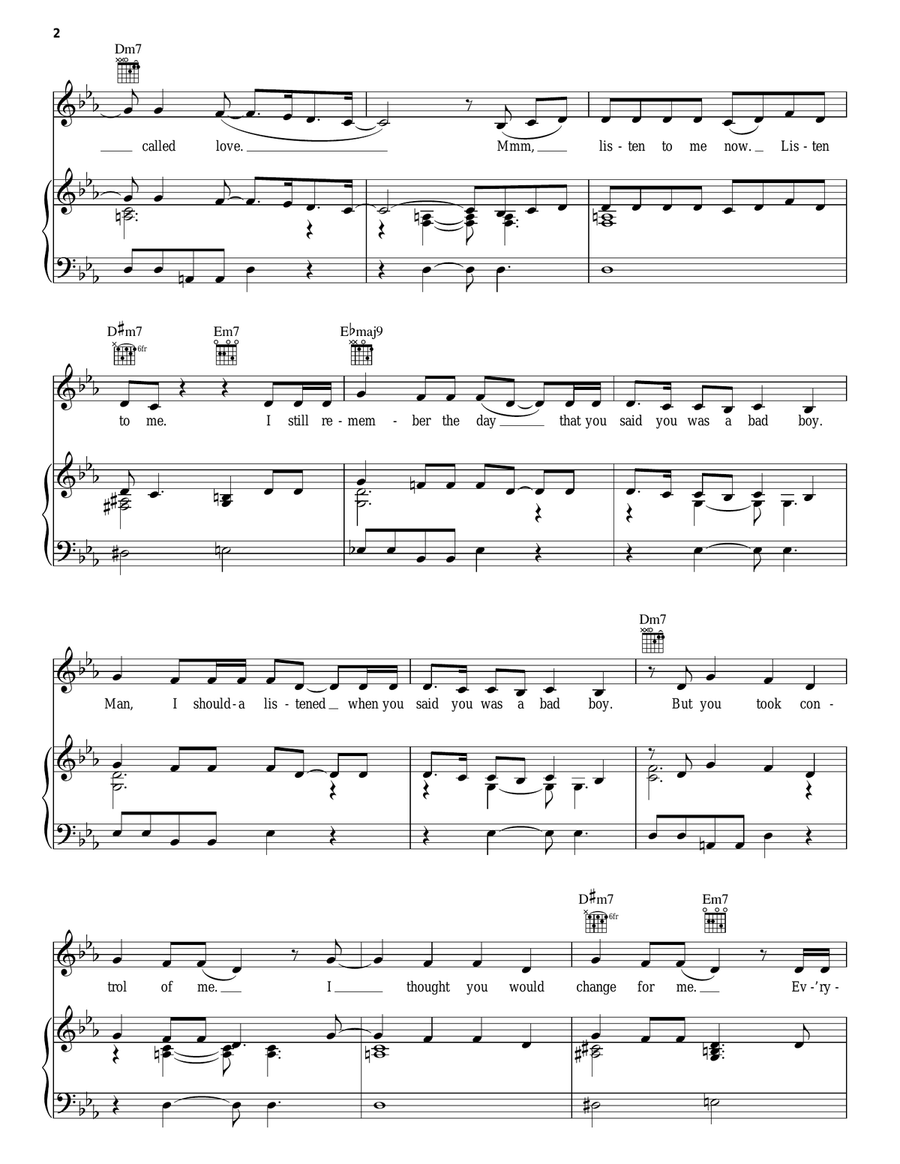 Love II (Love, Thought You Had My Back This Time) Piano, Vocal, Guitar scores gallery preview page 2