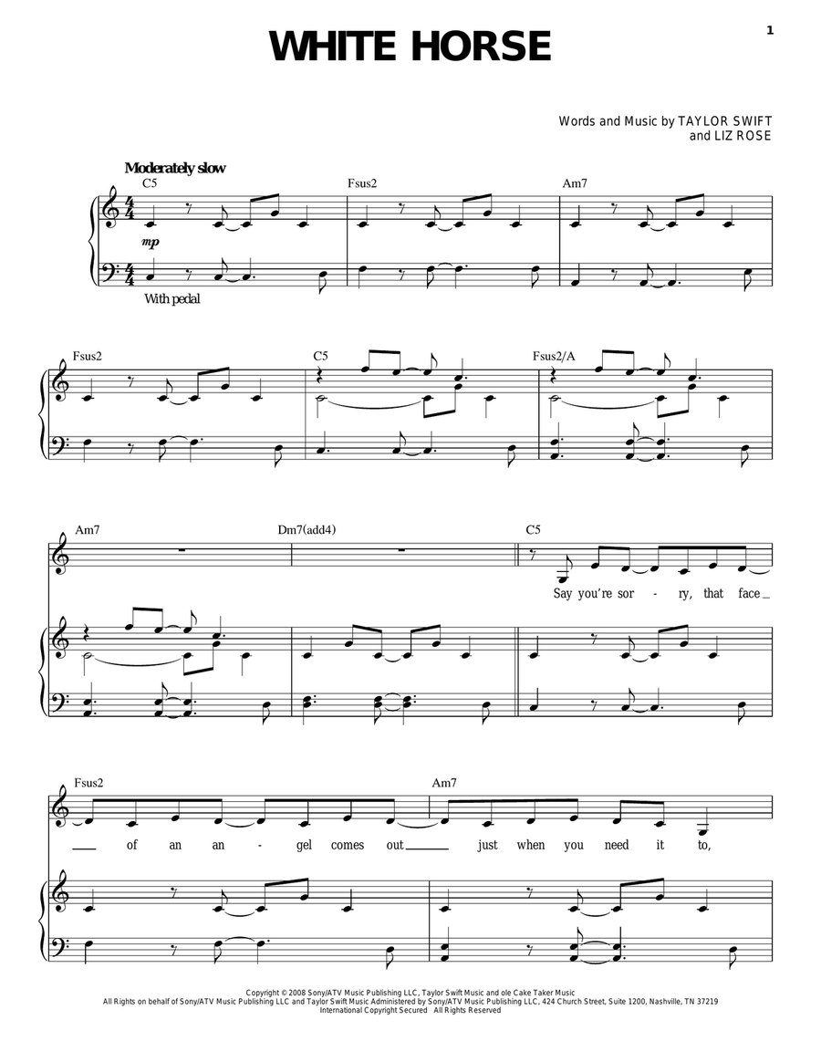 White Horse White Horse Piano, Vocal scores gallery preview page 1