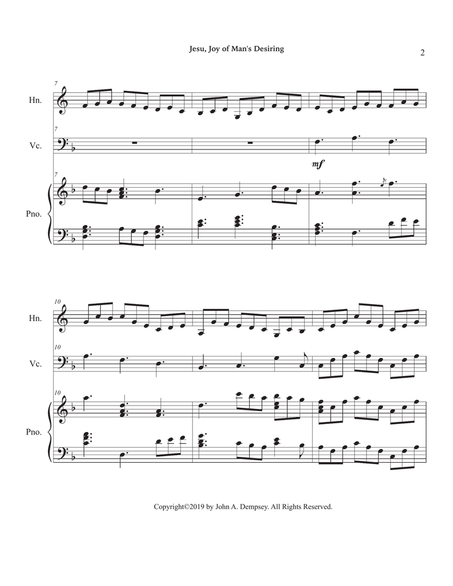 Jesu, Joy of Man's Desiring (Trio for Horn in F, Cello and Piano) Small Ensemble scores gallery preview page 6