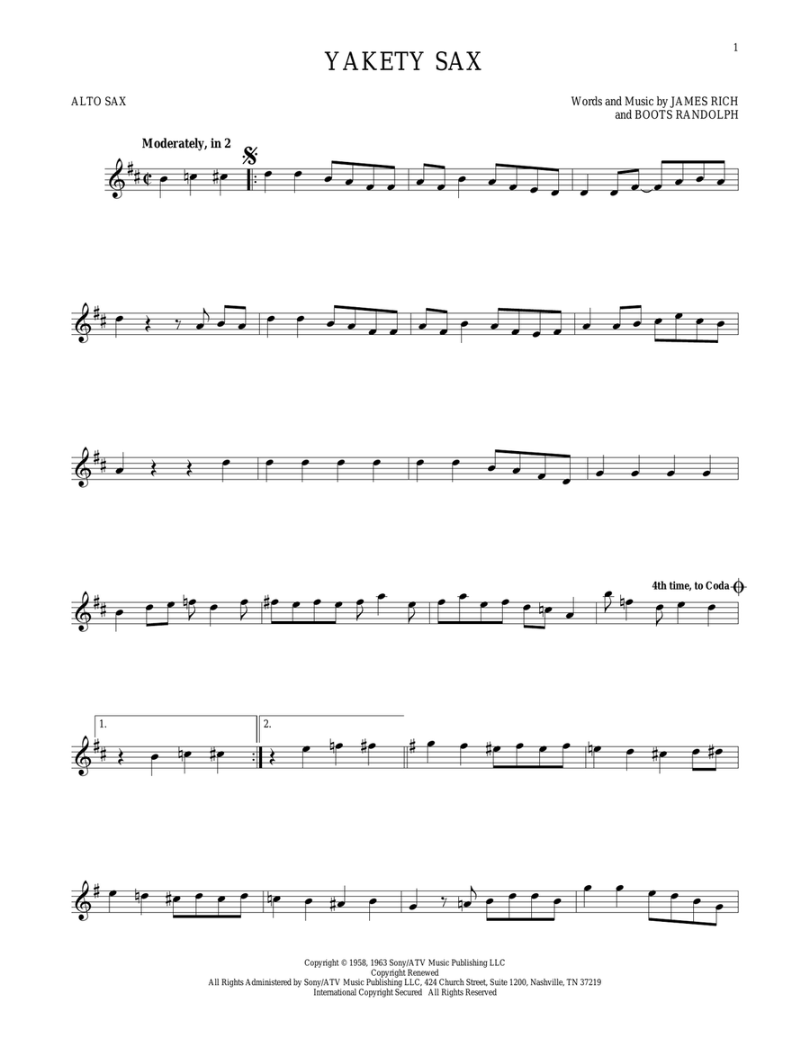 Yakety Sax Alto Saxophone scores gallery preview page 1