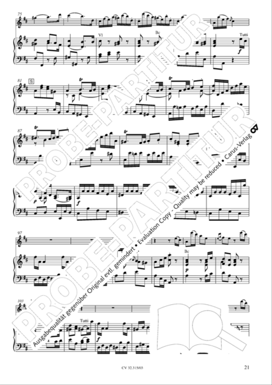 Flute concerto in D major (Flotenkonzert in D) Flute scores gallery preview page 22