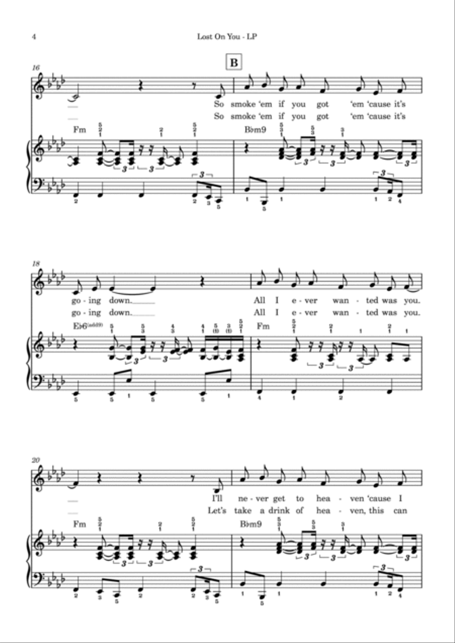 Lost On You Voice scores gallery preview page 5