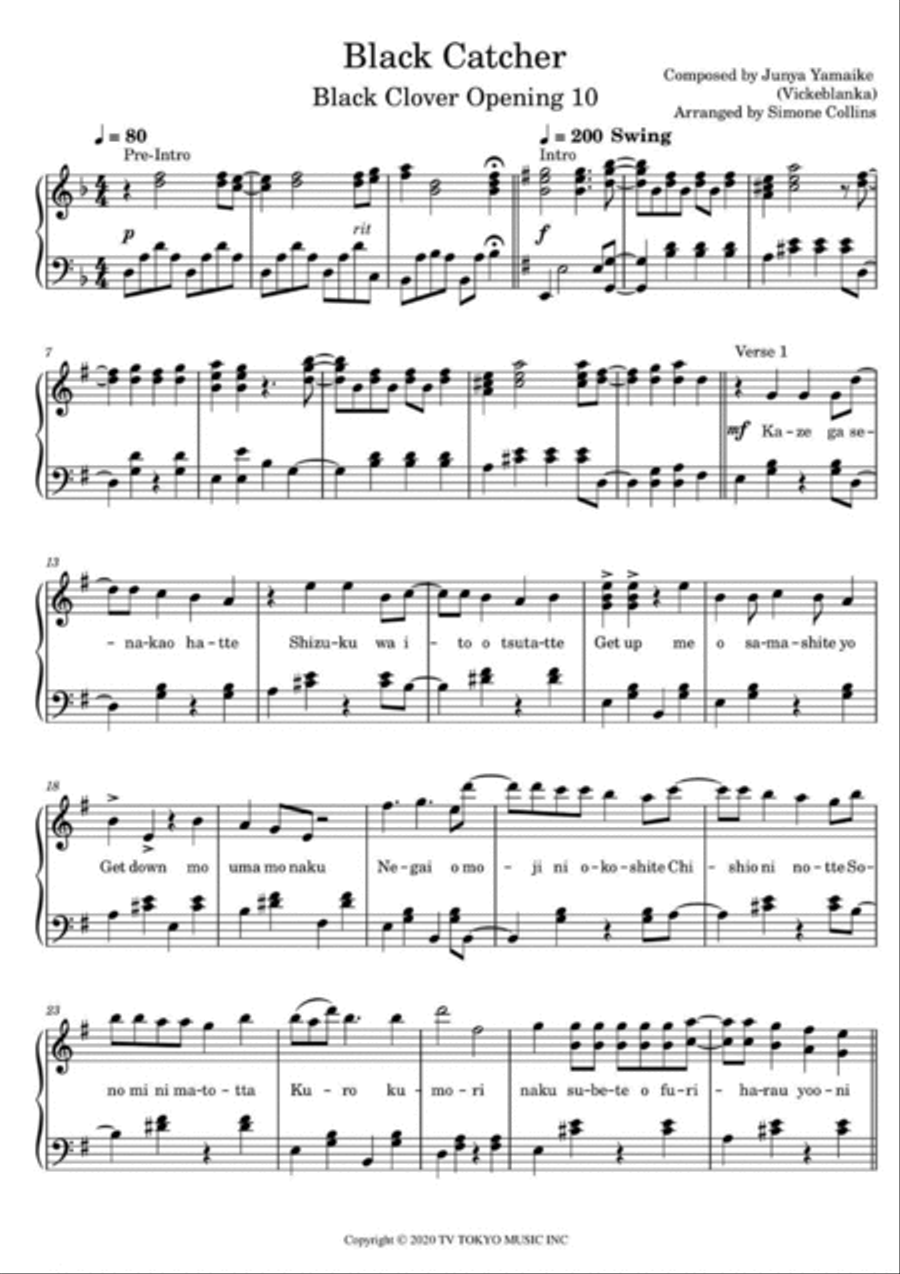 Black Catcher Piano Solo scores gallery preview page 2