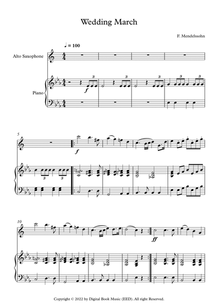 Wedding March - Felix Bartholdy Mendelssohn (Alto Sax + Piano) image number null
