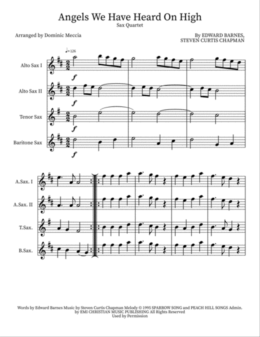Angels We Have Heard On High Woodwind Quartet scores gallery preview page 1