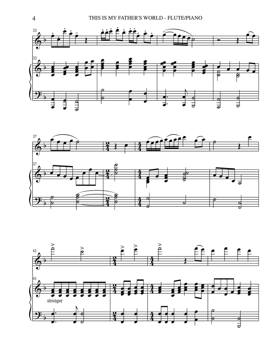THIS IS MY FATHER'S WORLD (Flute Piano and Flt Part) Flute scores gallery preview page 4
