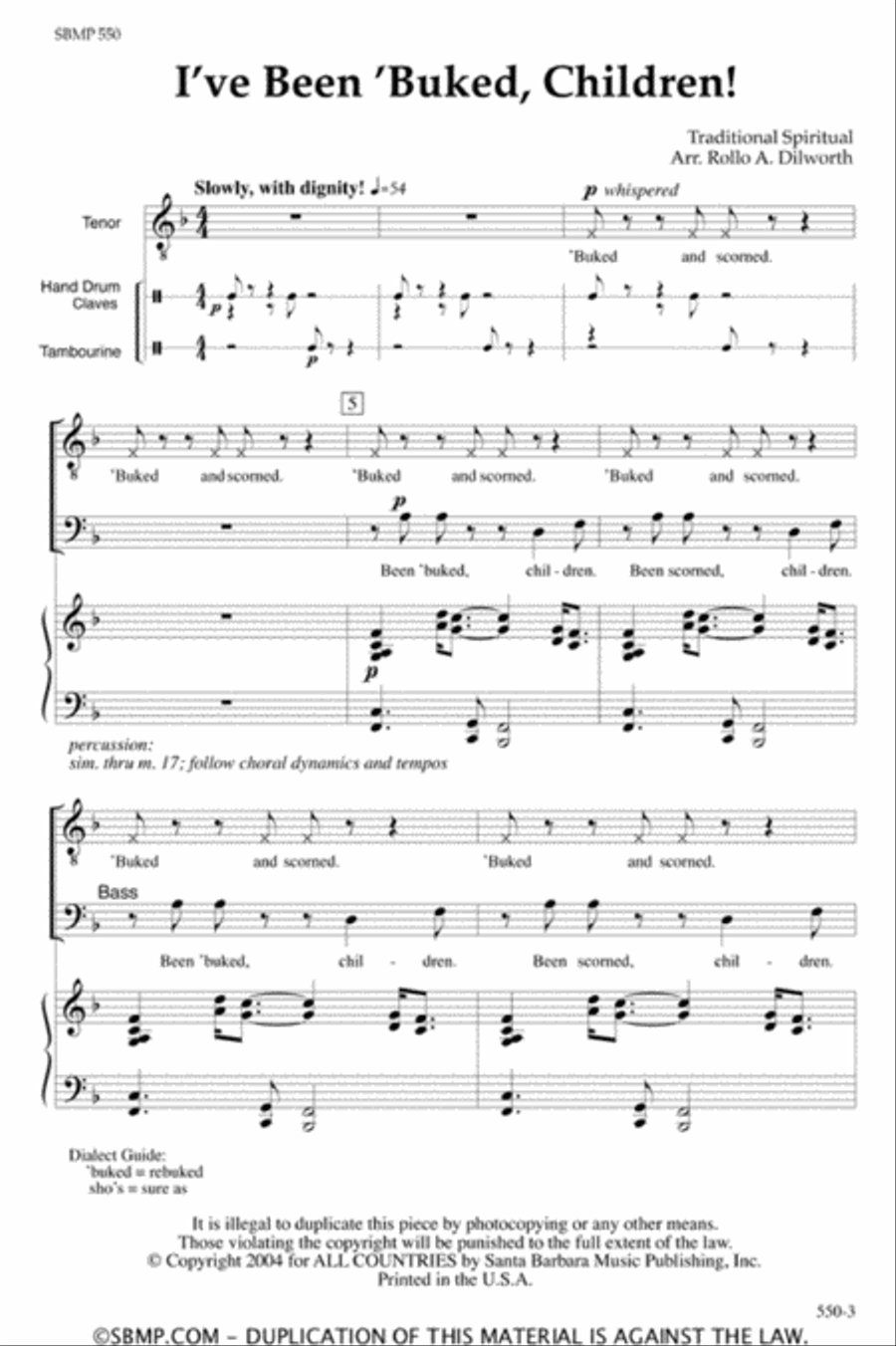I've Been 'Buked, Children! - SATB Octavo 4-Part scores gallery preview page 2