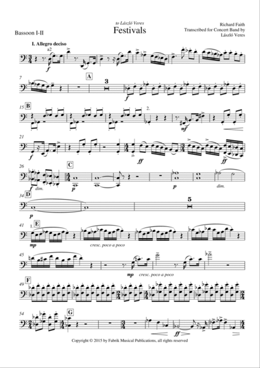 Richard Faith/László Veres : Festivals for concert band - bassoon I and II part Concert Band scores gallery preview page 2