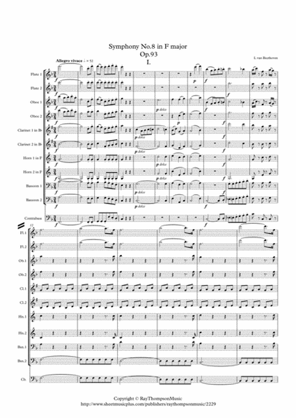 Beethoven: Symphony No.8 in F Op.93 Mvt.I - wind dectet image number null
