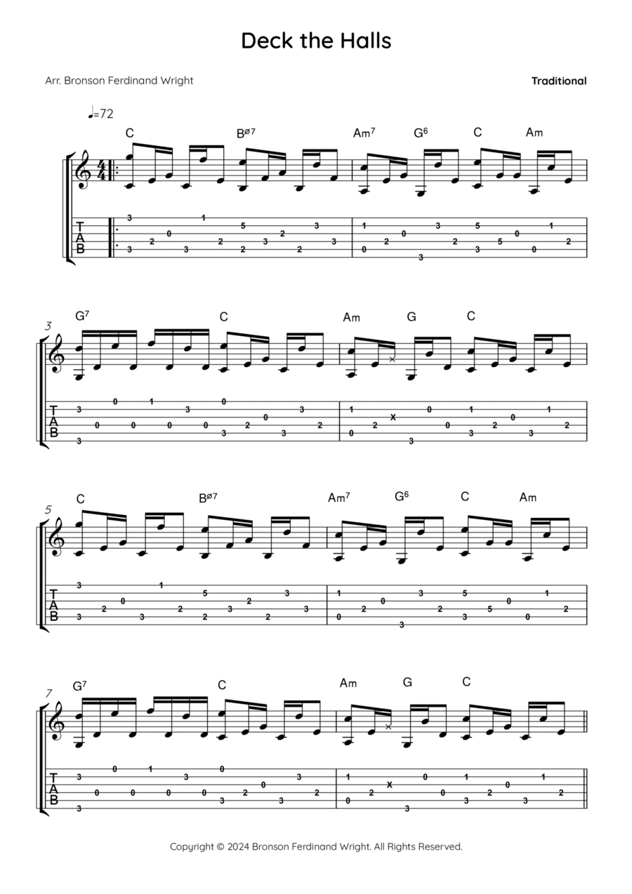 Deck the Halls Acoustic Guitar scores gallery preview page 1