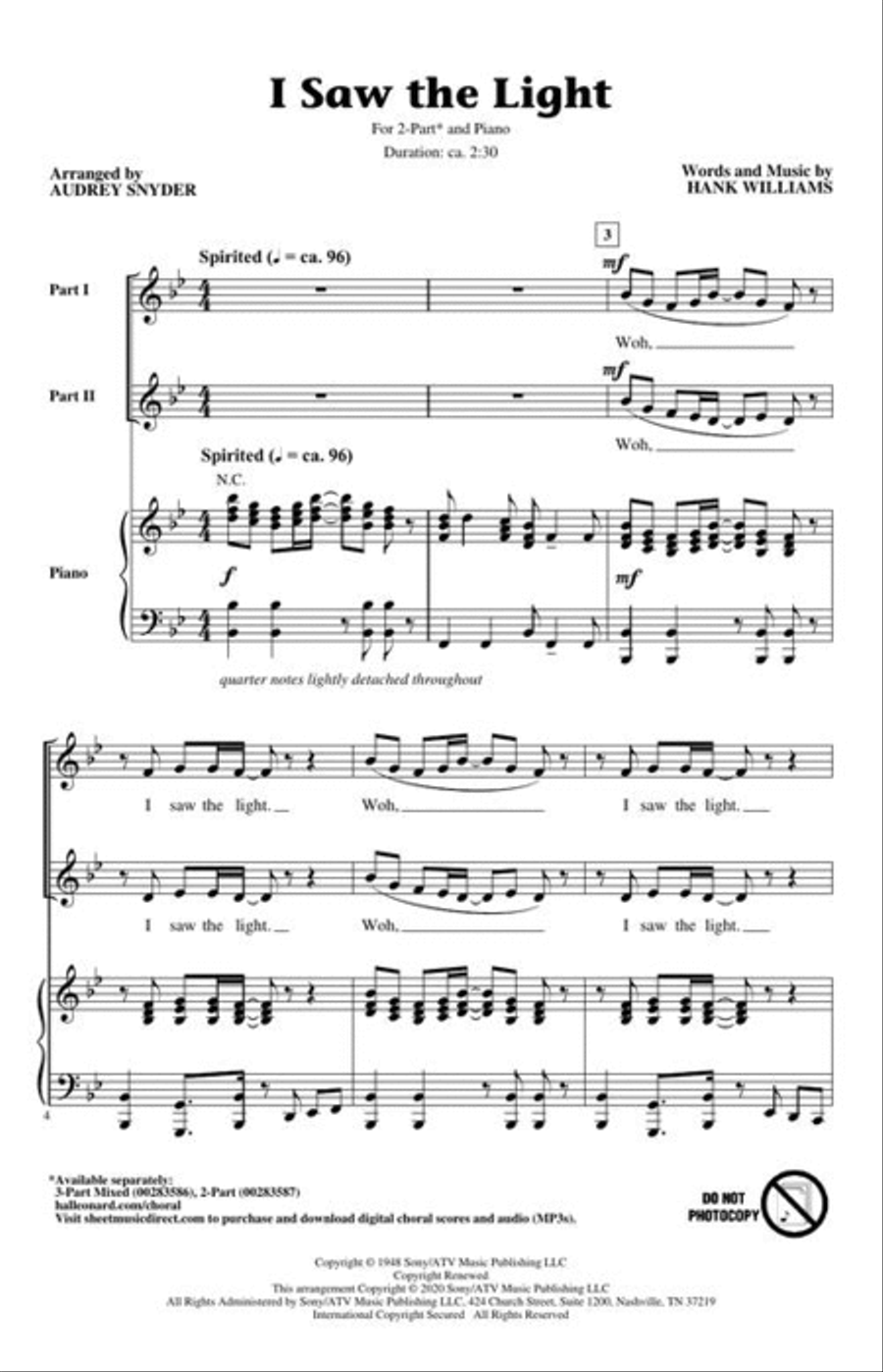 I Saw the Light 2-Part scores gallery preview page 5