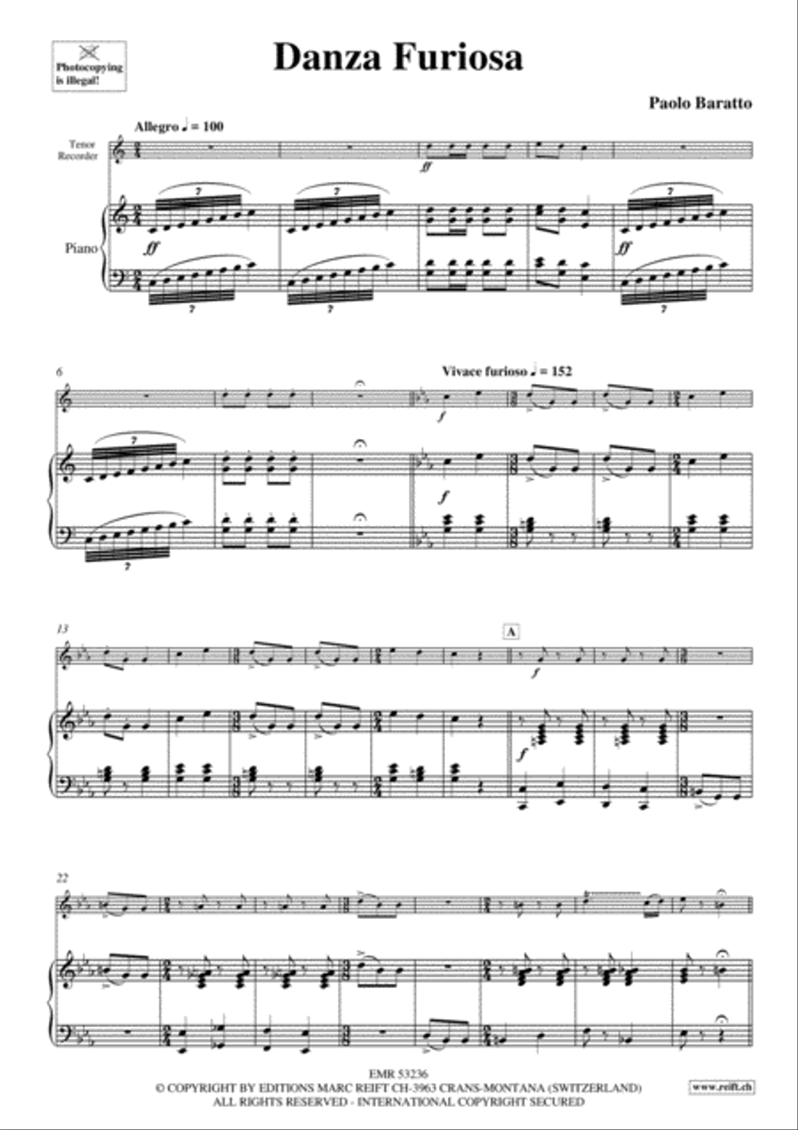 Danza Furiosa Tenor Recorder scores gallery preview page 4