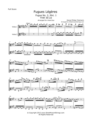Telemann, G. - Fugues Legeres for Two Violas