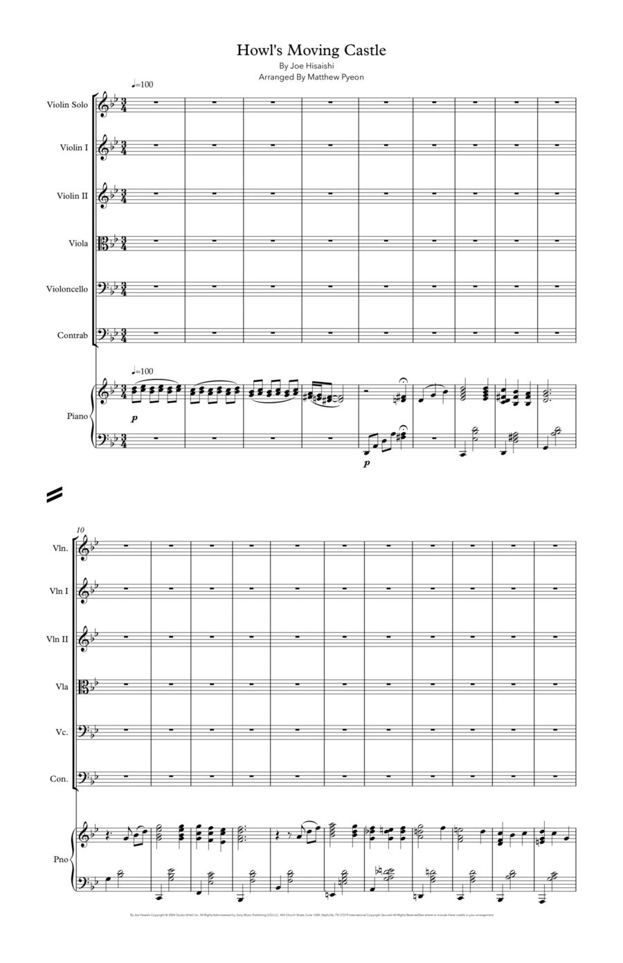 Howl's Moving Castle String Orchestra scores gallery preview page 1