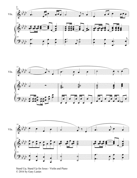 STAND UP, STAND UP FOR JESUS (Duet – Violin & Piano with Score/Part) image number null