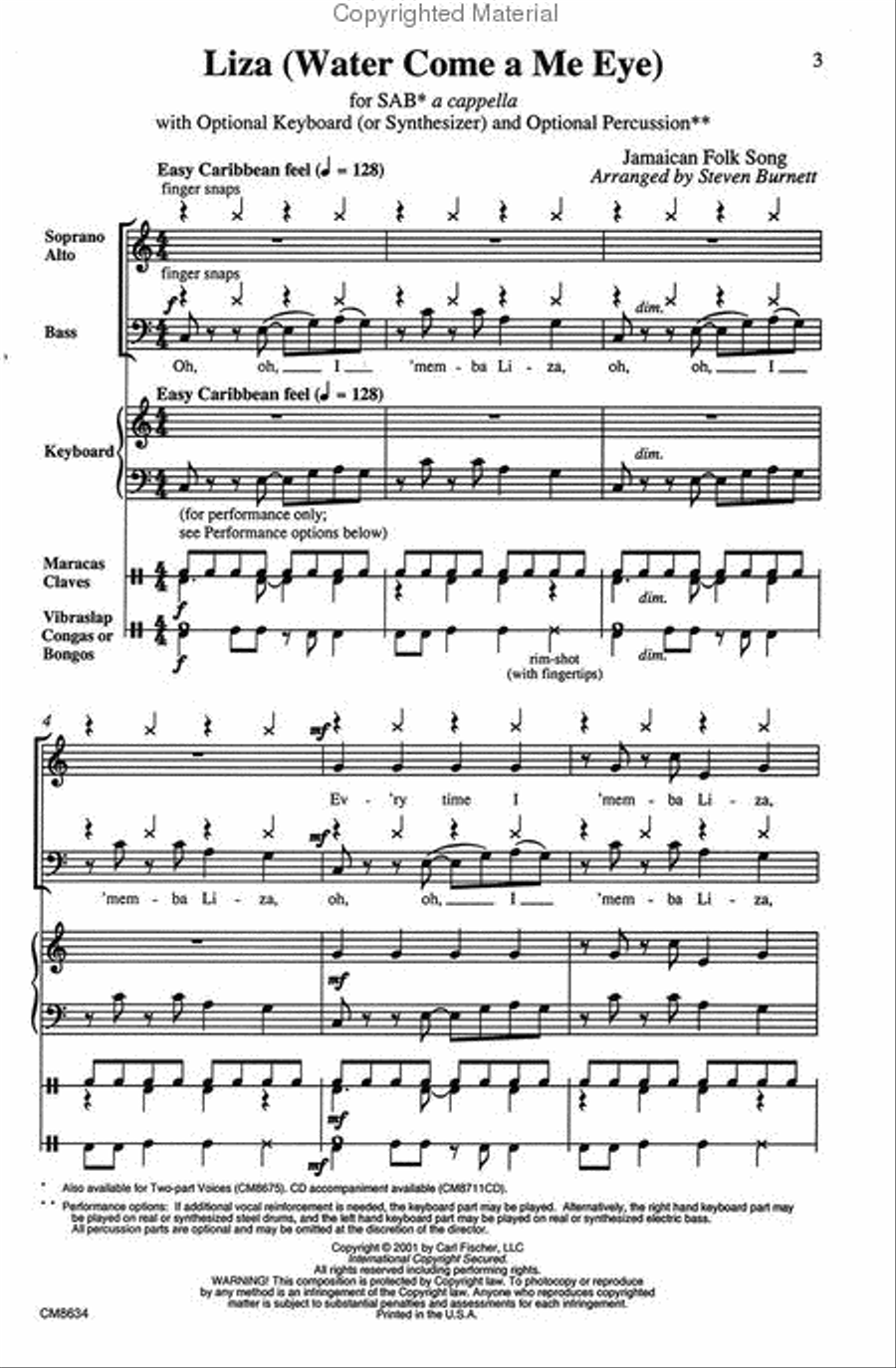 Liza (Water Come A Me Eye) 3-Part scores gallery preview page 2
