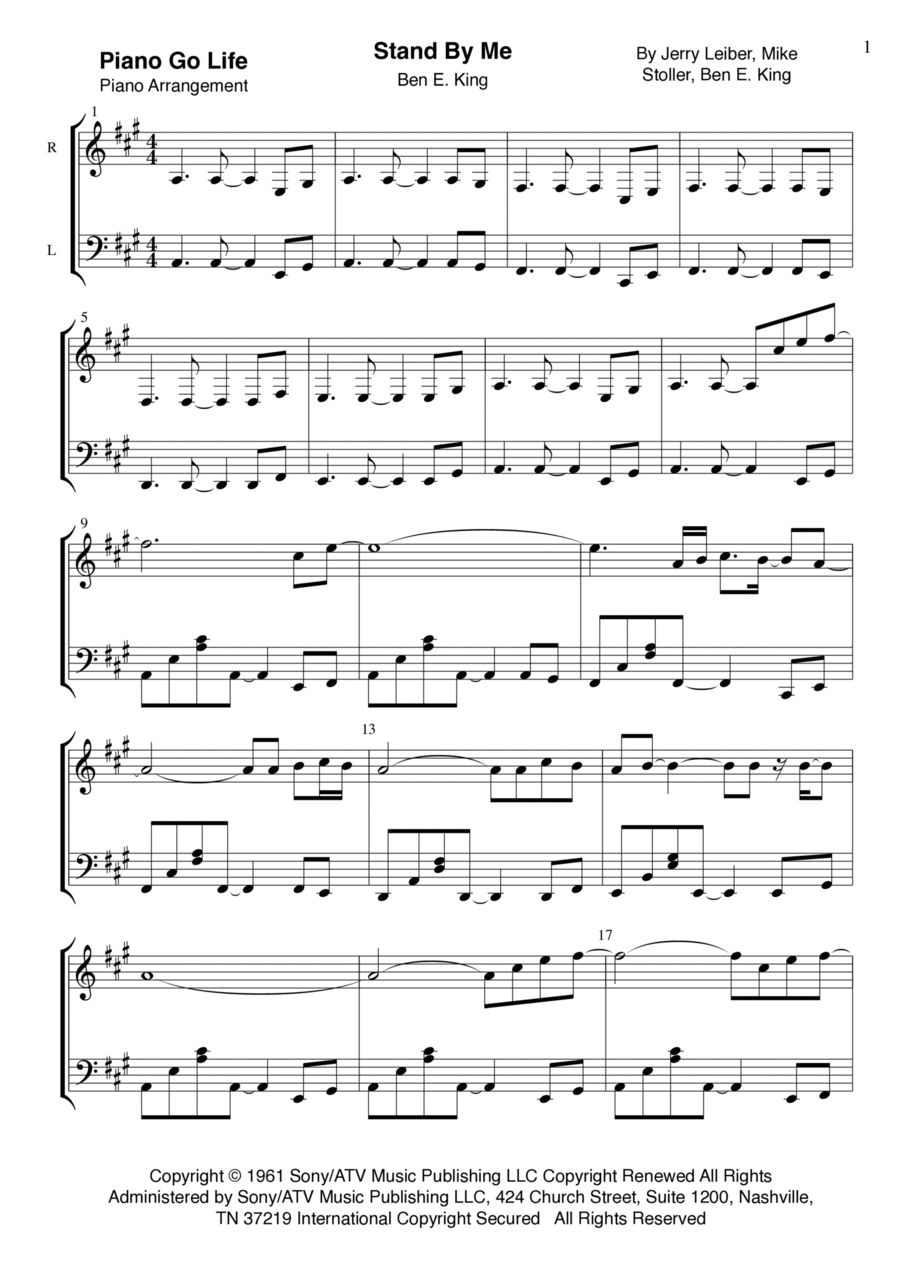 Stand By Me Piano Solo scores gallery preview page 1