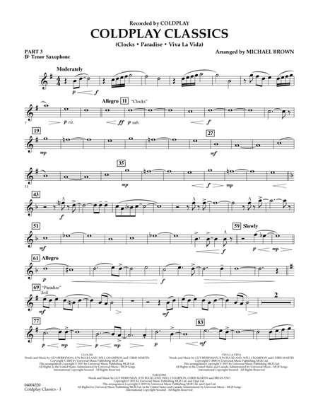 Coldplay Classics - Pt.3 - Bb Tenor Saxophone