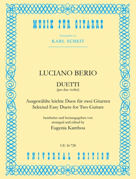 Luciano Berio : Selected Easy Duets for 2 Guit