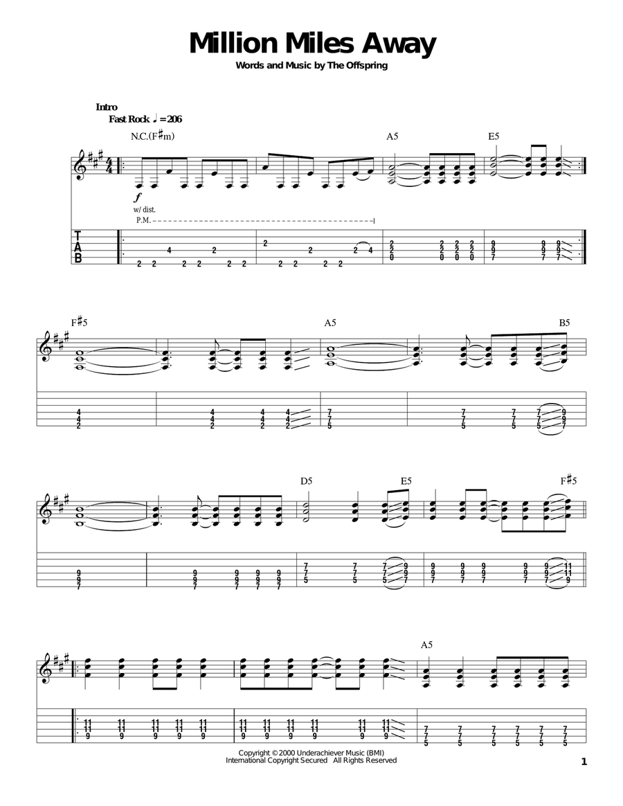 Million Miles Away Acoustic Guitar scores gallery preview page 1