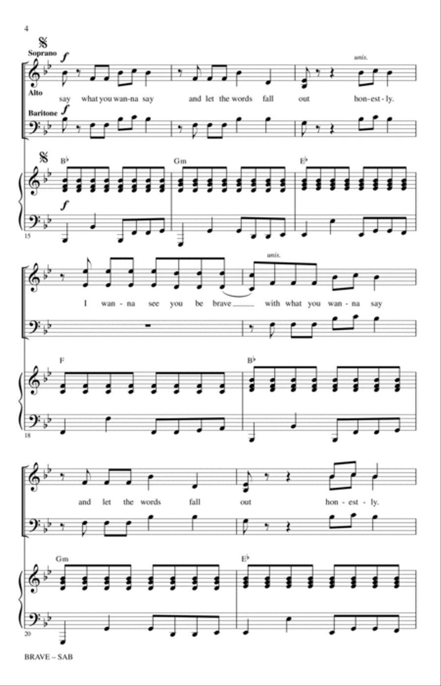 Brave (arr. Audrey Snyder) 3-Part scores gallery preview page 3