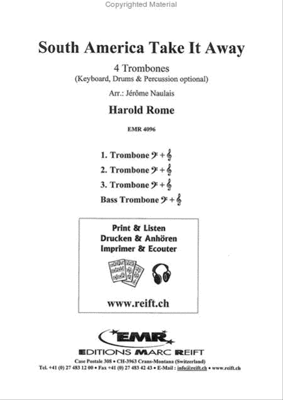 South America Take It Away Trombone Quartet scores gallery preview page 2