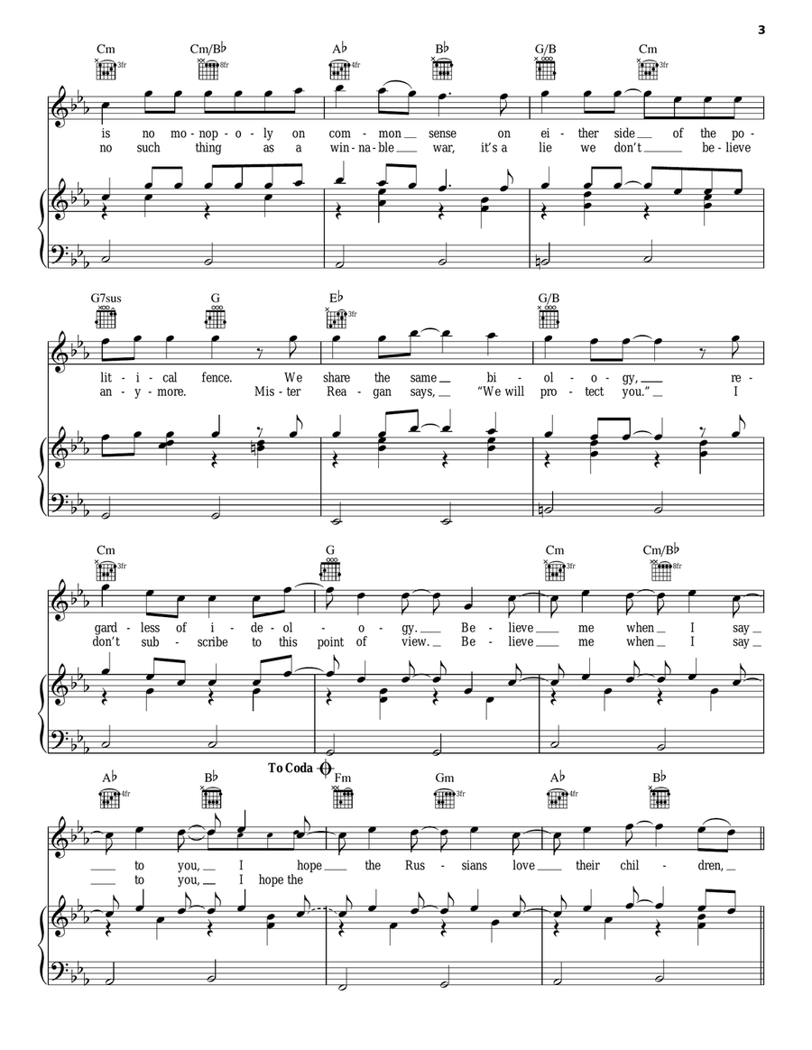 Russians Piano, Vocal, Guitar scores gallery preview page 3