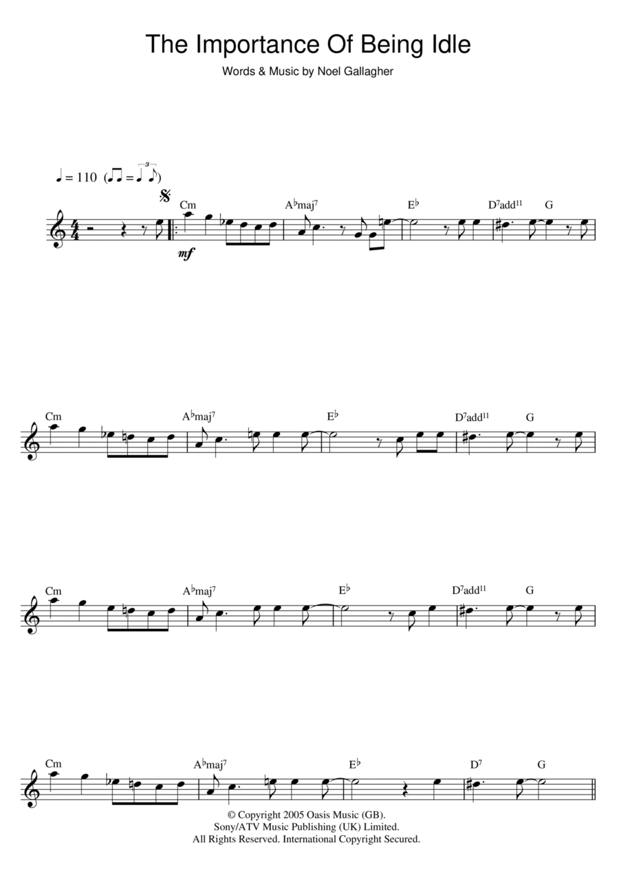 The Importance Of Being Idle Piano scores gallery preview page 1