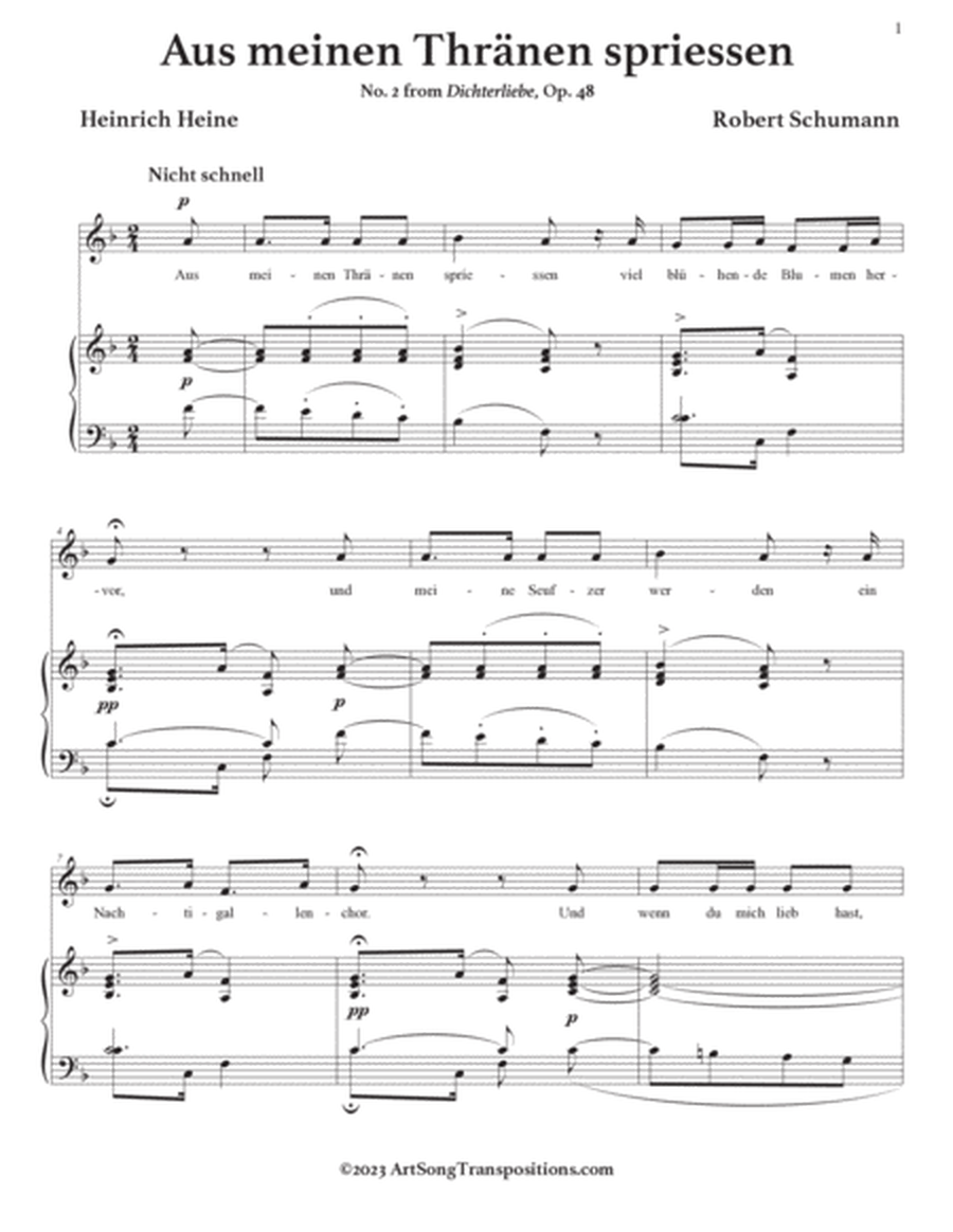 SCHUMANN: Aus meinen Thränen spriessen, Op. 48 no. 2 (transposed to F major, E major, E-flat major)
