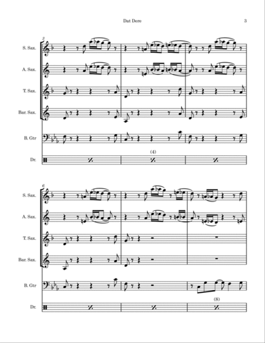 Dat Dere Saxophone Quartet scores gallery preview page 3