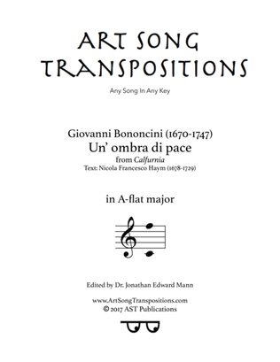 Book cover for BONONCINI: Un' ombra di pace (transposed to A-flat major)
