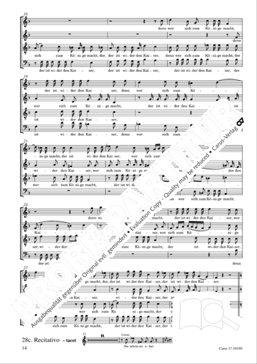 St. John Passion (Johannes-Passion) SSATB scores gallery preview page 15