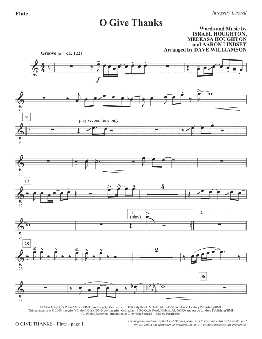 O Give Thanks - Flute O Give Thanks - Flute Choir scores gallery preview page 1