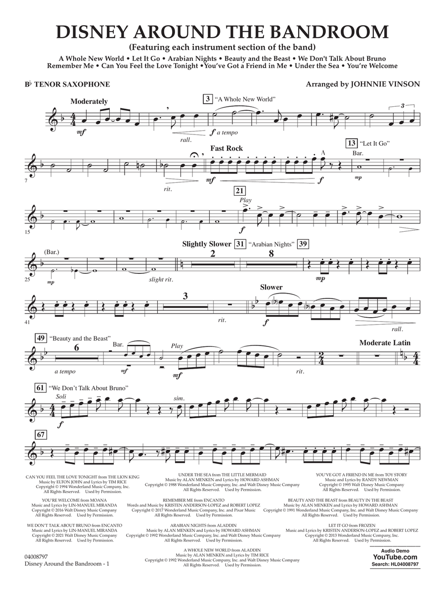 Disney Around the Bandroom - Bb Tenor Saxophone