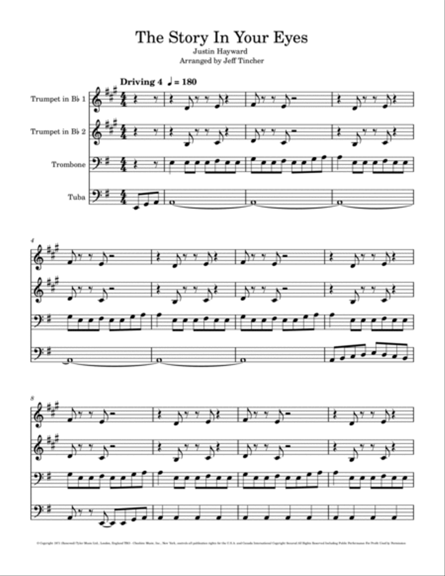 The Story In Your Eyes Brass Quartet scores gallery preview page 2
